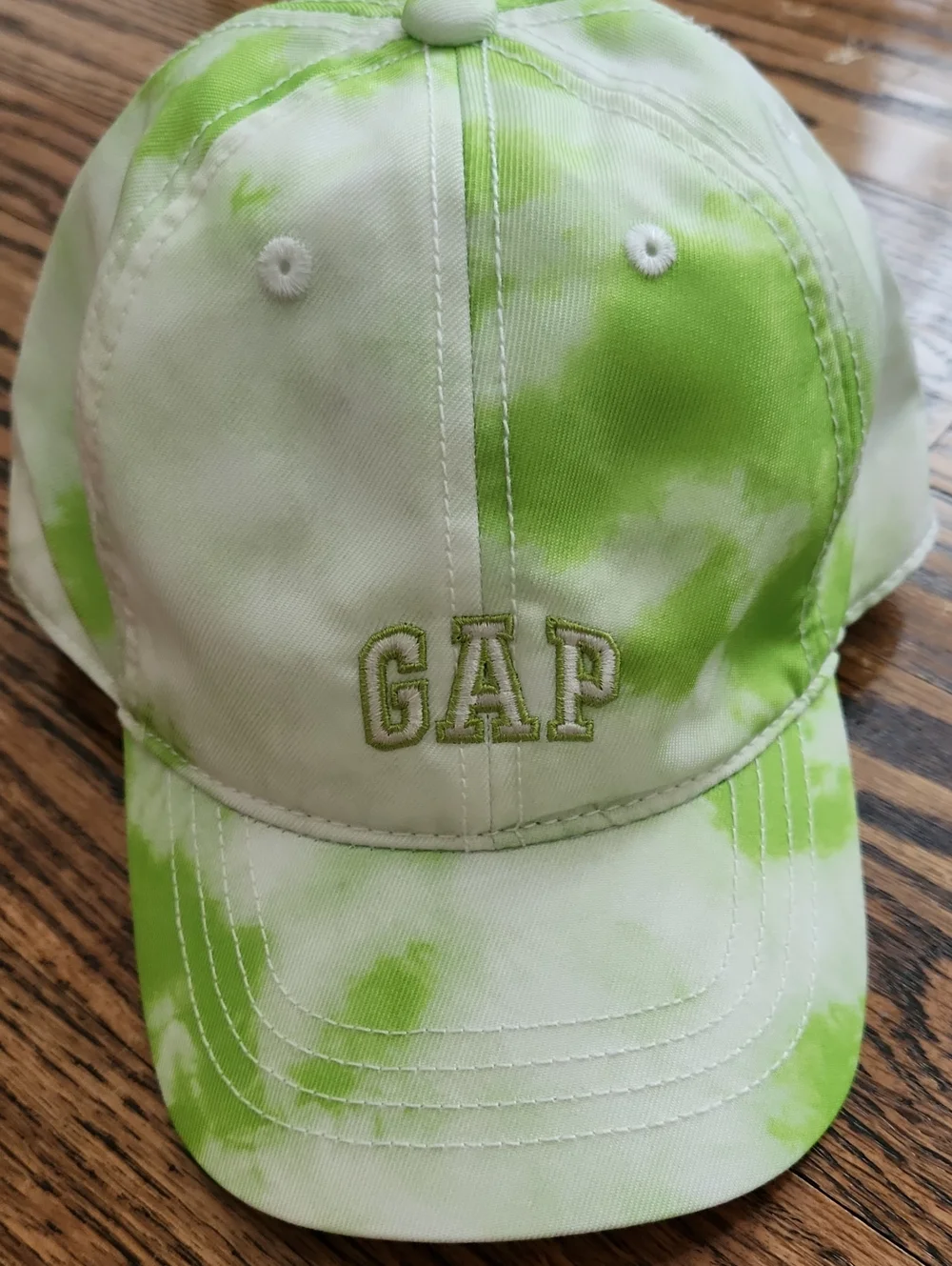 GAP Kids Lime Green and White Tie-Dye Baseball Cap